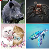 5D DIY  Full Square/ Round  Drill Diamond Painting " Boar, Cats, Turtle or Spider"