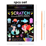 9Pcs DIY Magic Rainbow Colour Scratch Art Painting Paper Card Kit  Dinosaur Unicorn