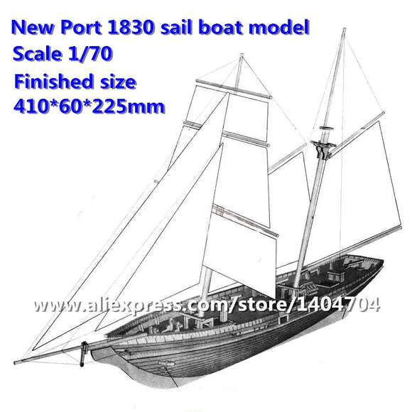 Scale 1/70 US Classic Baltimore Schooner sailboat New Port 1830 wooden Model