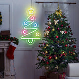 Christmas Trees Neon Sign Lighting various Trees and Merry Christmas