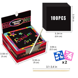 DIY 100PCS Rainbow Scratch Art Mini Note Paper Pad Cards