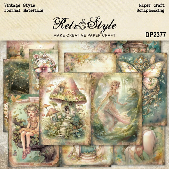 8 sheets A5 size Vintage Style Fairy Scrapbooking patterned paper