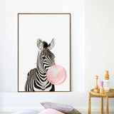 Wall Art Canvas Prints  Bubble Chewing Gum Giraffe Zebra Nursery Decor