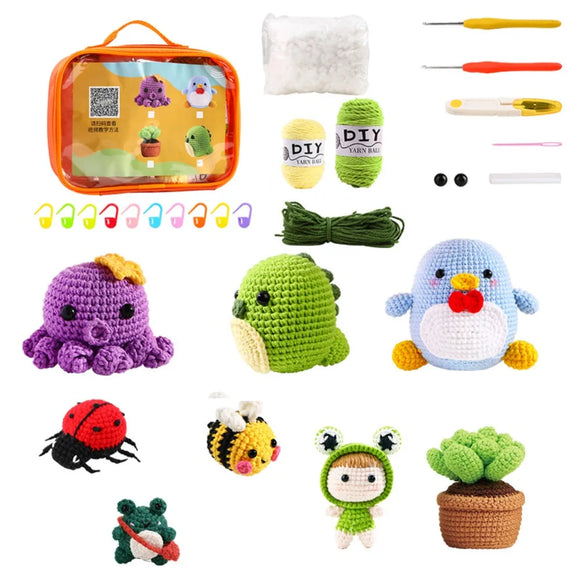 DIY Crochet Kit Set with Instructions Wool Animals Octopus Doll