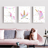 Wall Art Canvas Prints Children Bedroom Decor Rainbow Unicorn