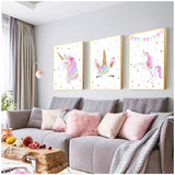 Wall Art Canvas Prints Children Bedroom Decor Rainbow Unicorn