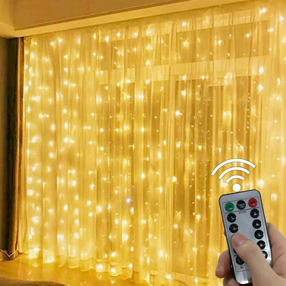 3M LED Curtain Garland Fairy Lights Festoon with Remote Christmas Decoration