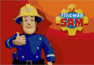 Latch hook DIY rug kit preprinted "Fireman Sam" approx 60x85