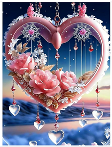 5D DIY  Full Square/ Round  Drill Diamond Painting  "Heart and Flower"