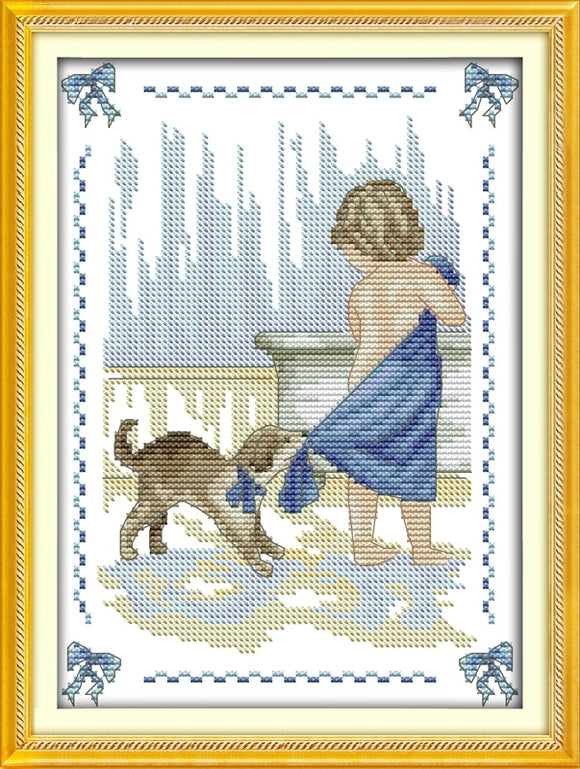Bath time Counted un/printed cross stitch patterns 14ct