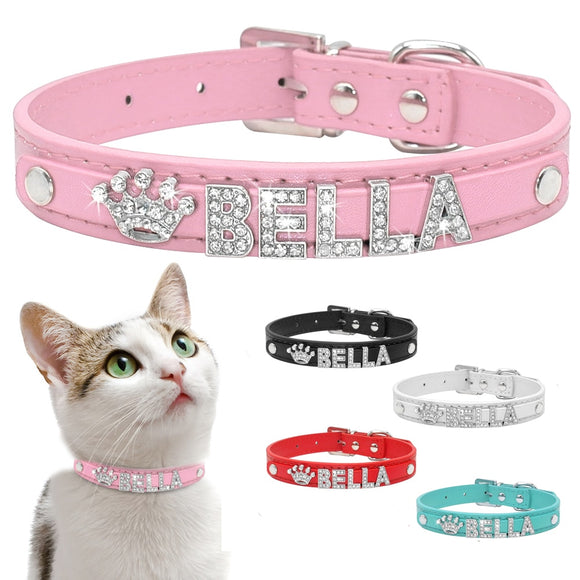 Personalized Cat Collar Rhinestone Name and  Charm Bling