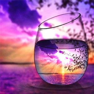5D Diamond embroidery cross stitch full square "Sunsets in a glass"