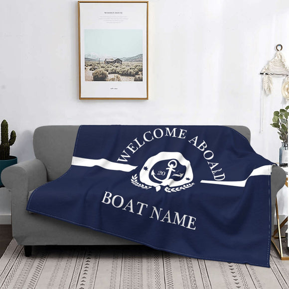 Customizable Deep Sea Colour Nautical Decorative Printed Flannel Blanket