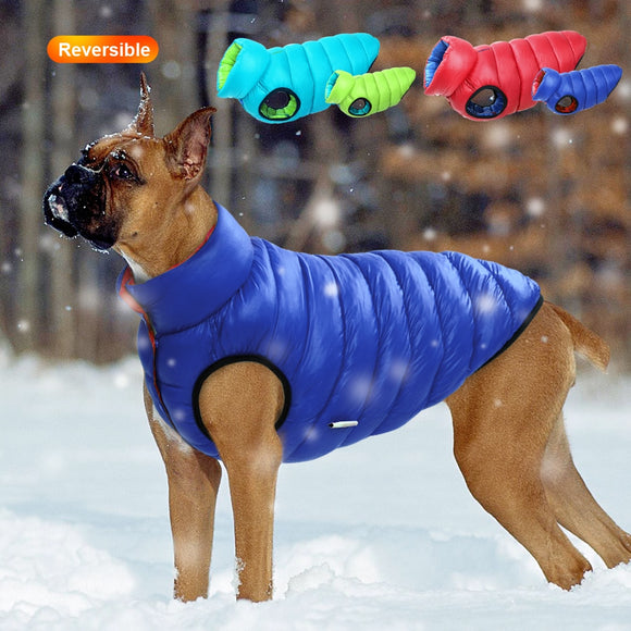 Warm Winter Dog Vest Reversible  Coat 3 Layers -Waterproof Outfit for Dogs