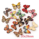 50PC x 2 Hole - 3 Size Colorful Butterfly Wooden Buttons suit Scrapbooking DIY  Craft Mixed