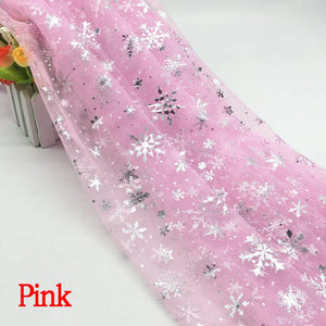 150cm*1yard/pc Snowflake Tulle Rainbow Silver Snow Star Fabric for Wedding Party Decoration