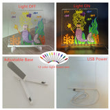 Personalized LED Lamp Acrylic Erasable Message Note Board  USB Children‘s Bedroom Night Light