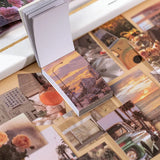 50 Sheets Natural Scenery & Art Paintings Stickers Book DIY Scrapbooking Journal