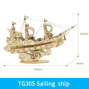 DIY 3D Wooden Puzzle Model Kits to Build "Ships"
