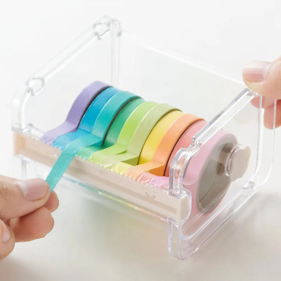 1pcs Creative Washi Tape Cutter Set Tape Tool Transparent Dispenser