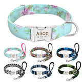 Personalized Dog Collar Nylon with  Leash option Pet Nameplate For Small Medium