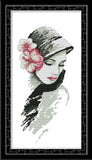 Pretty girl with flowers Counted un/printed cross stitch patterns 18ct 14ct 11ct