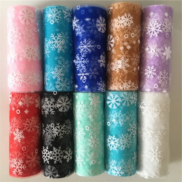 Wedding Snowflake Tulle Roll 10Y 15Cm Tulle Knit Sewing Mesh Fabric Fabric for Wedding Party Decoration