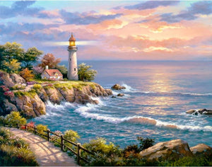 5D diamond embroidery painting full round/ square "Seaside lighthouse"