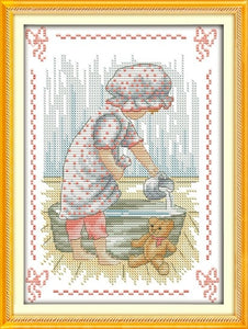 Bath time Counted un/printed cross stitch patterns 14ct