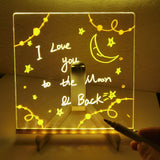 Personalized LED Lamp Acrylic Erasable Message Note Board  USB Children‘s Bedroom Night Light