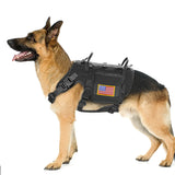 Durable Tactical Military Dog Harness Strong Nylon Pet Vest 2 Bags 3 Flags For Small Large Dogs
