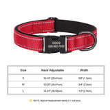 Reflective Personalized Dog Collar ID Nylon Collar Soft Padded  for Small to Large Dogs