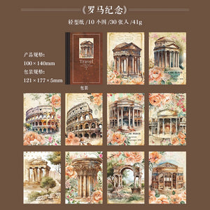 30pcs Global Travel Decor Vintage Material Paper Combo Kit Junk Journal DIY scrapbooking