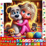 5D DIY Diamond Embroidery Full Square/round Fairy Dust AB Diamond Painting "Portrait Girl Dog"