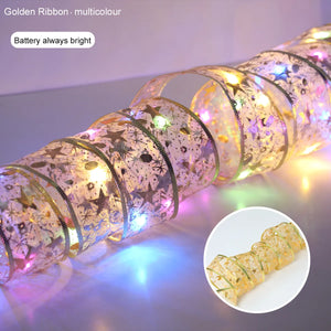 Ribbon Fairy Light Christmas Decoration Ornaments For Home