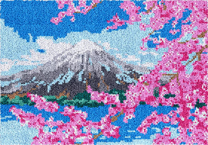 Latch hook DIY rug kit preprinted "  Mt Fuji Japan"  3 sizes available