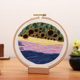 Pastoral Scenery Embroidery Kit DIY Needlework Countryside  Needlecraft for Beginner Cross Stitch Artcraft(Without Hoop)