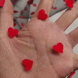 1 Yard High-quality Soft Red Heart Flocked Wave Dot Mesh Tulle Fabric