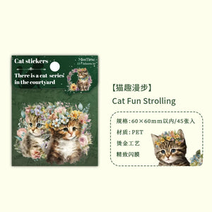 45 Sheets Kawaii Cartoon cat stickers PET Junk Journal DIY scrapbooking