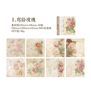 40 pcs Vintage aesthetic Flowers material paper Junk Journal DIY scrapbooking