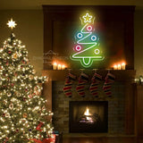 Christmas Trees Neon Sign Lighting various Trees and Merry Christmas