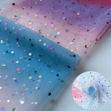 150x90cm Rainbow Organza Tulle Fabric Glittering for Sewing Background Decoration