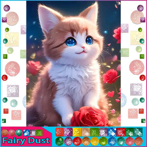 5D DIY Diamond Embroidery Full Square/round -Fairy Dust - Diamond Embroidery "Animal Cat"