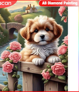 5D AB diamond embroidery painting full round/ square " Dog "