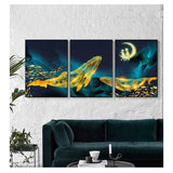 Wall Art Canvas Prints  Gold Whale and Sea Home Decor