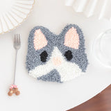 DIY Punch Needle Coaster Starter Kits Cute Cat Needlework for Beginners