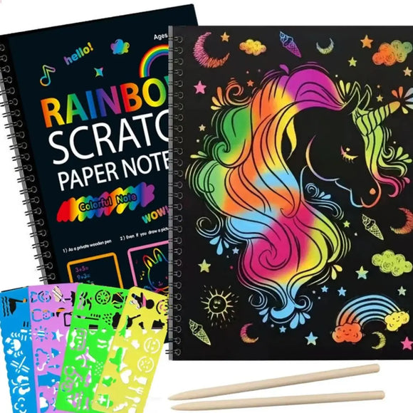 Rainbow Scratch Book Colorful  Drawing Paper  Children or Adults