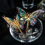 10 pcs Bronzing laser Stickers aesthetic Flowers Butterfly Junk Journal DIY scrapbooking