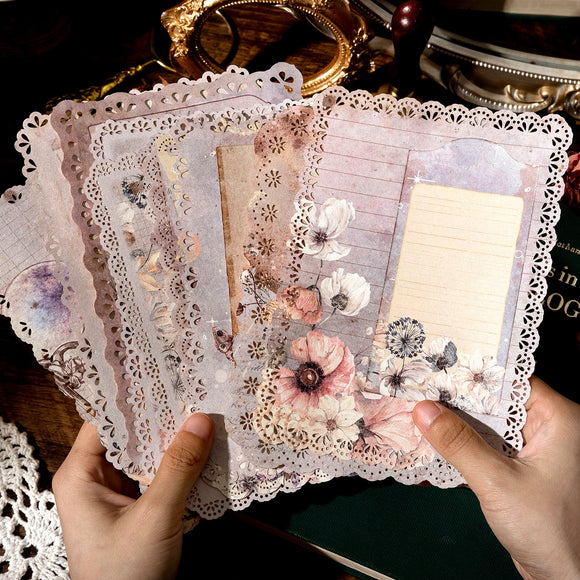 10pcs/pack Vintage Floral Lace paper Scrapbook diy journals