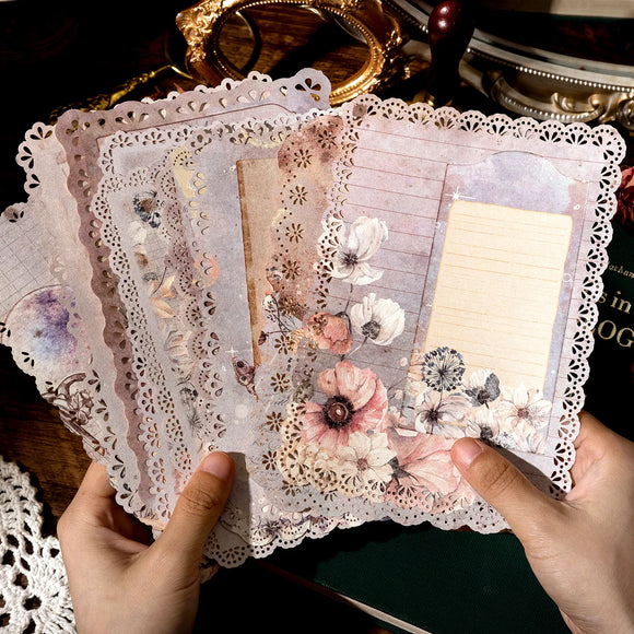 10pcs/pack Vintage Floral Lace paper Junk Journal DIY scrapbooking